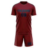 Custom Crimson Red Blue Soccer Jersey