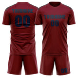 Custom Crimson Red Blue Soccer Jersey