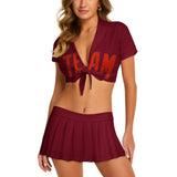Custom Crimson Red Orange Red Cheerleading Uniform Set