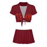 Custom Crimson Red Orange Red Cheerleading Uniform Set