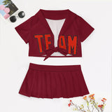 Custom Crimson Red Orange Red Cheerleading Uniform Set