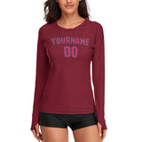 Custom Crimson Red Pink Women's Long-Sleeve Shirt