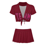 Custom Crimson Red Pink Cheerleading Uniform Set
