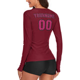Custom Crimson Red Pink Women's Long-Sleeve Shirt