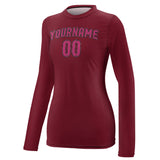 Custom Crimson Red Pink Women's Long-Sleeve Shirt