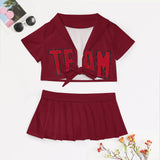 Custom Crimson Red Red Cheerleading Uniform Set