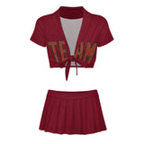 Custom Crimson Red Coral Red Cheerleading Uniform Set