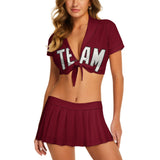 Custom Crimson Red White Cheerleading Uniform Set
