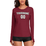 Custom Crimson Red White Women's Long-Sleeve Shirt