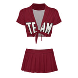 Custom Crimson Red White Cheerleading Uniform Set