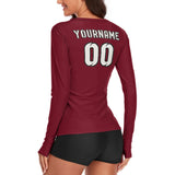 Custom Crimson Red White Women's Long-Sleeve Shirt
