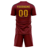 Custom Crimson Red Yellow Soccer Jersey
