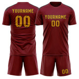 Custom Crimson Red Yellow Soccer Jersey