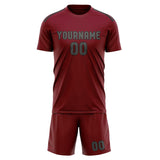 Custom Crimson Red Dark Grey Soccer Jersey