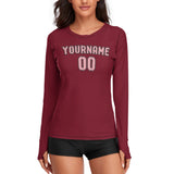 Custom Crimson Red Light Pink Women's Long-Sleeve Shirt