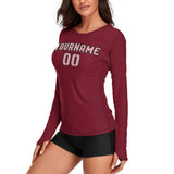 Custom Crimson Red Light Pink Women's Long-Sleeve Shirt