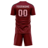 Custom Crimson Red Light Pink Soccer Jersey