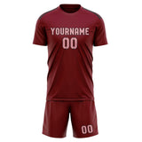 Custom Crimson Red Light Pink Soccer Jersey