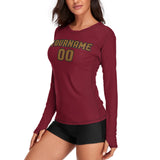 Custom Crimson Red Khaki Women's Long-Sleeve Shirt