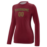 Custom Crimson Red Khaki Women's Long-Sleeve Shirt