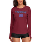 Custom Crimson Red Light Purple Women's Long-Sleeve Shirt