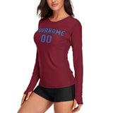 Custom Crimson Red Light Purple Women's Long-Sleeve Shirt