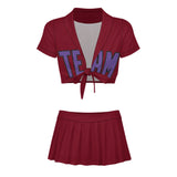 Custom Crimson Red Light Purple Cheerleading Uniform Set