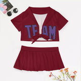 Custom Crimson Red Light Purple Cheerleading Uniform Set