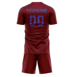 Custom Crimson Red Light Purple Soccer Jersey