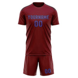 Custom Crimson Red Light Purple Soccer Jersey