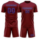 Custom Crimson Red Light Purple Soccer Jersey