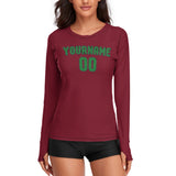 Custom Crimson Red Emerald Green Women's Long-Sleeve Shirt