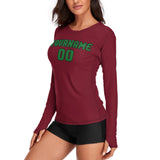 Custom Crimson Red Emerald Green Women's Long-Sleeve Shirt
