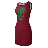 Custom Crimson Red Emerald Green Sleeveless Vest Dress
