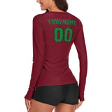 Custom Crimson Red Emerald Green Women's Long-Sleeve Shirt