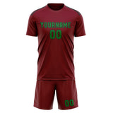 Custom Crimson Red Emerald Green Soccer Jersey