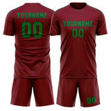 Custom Crimson Red Emerald Green Soccer Jersey