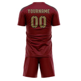 Custom Crimson Red Light Khaki Soccer Jersey