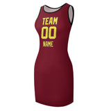 Custom Crimson Red Light Yellow Sleeveless Vest Dress