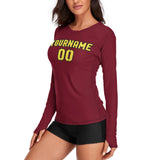 Custom Crimson Red Light Yellow Women's Long-Sleeve Shirt