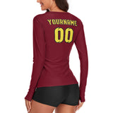 Custom Crimson Red Light Yellow Women's Long-Sleeve Shirt