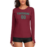 Custom Crimson Red Blue Green Women's Long-Sleeve Shirt