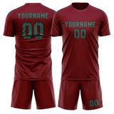 Custom Crimson Red Blue Green Soccer Jersey