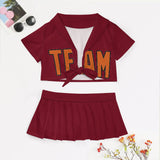 Custom Crimson Red Orange Cheerleading Uniform Set