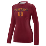 Custom Crimson Red Orange Women's Long-Sleeve Shirt