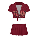 Custom Crimson Red Copper Rose Cheerleading Uniform Set