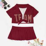 Custom Crimson Red Copper Rose Cheerleading Uniform Set
