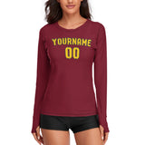 Custom Crimson Red Gold Women's Long-Sleeve Shirt