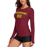 Custom Crimson Red Gold Women's Long-Sleeve Shirt