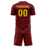 Custom Crimson Red Gold Soccer Jersey